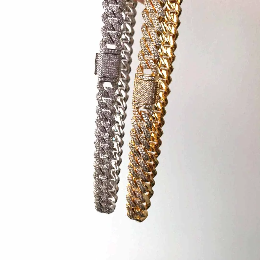 Льдом Из bling зубец кубинской звеньевой цепи