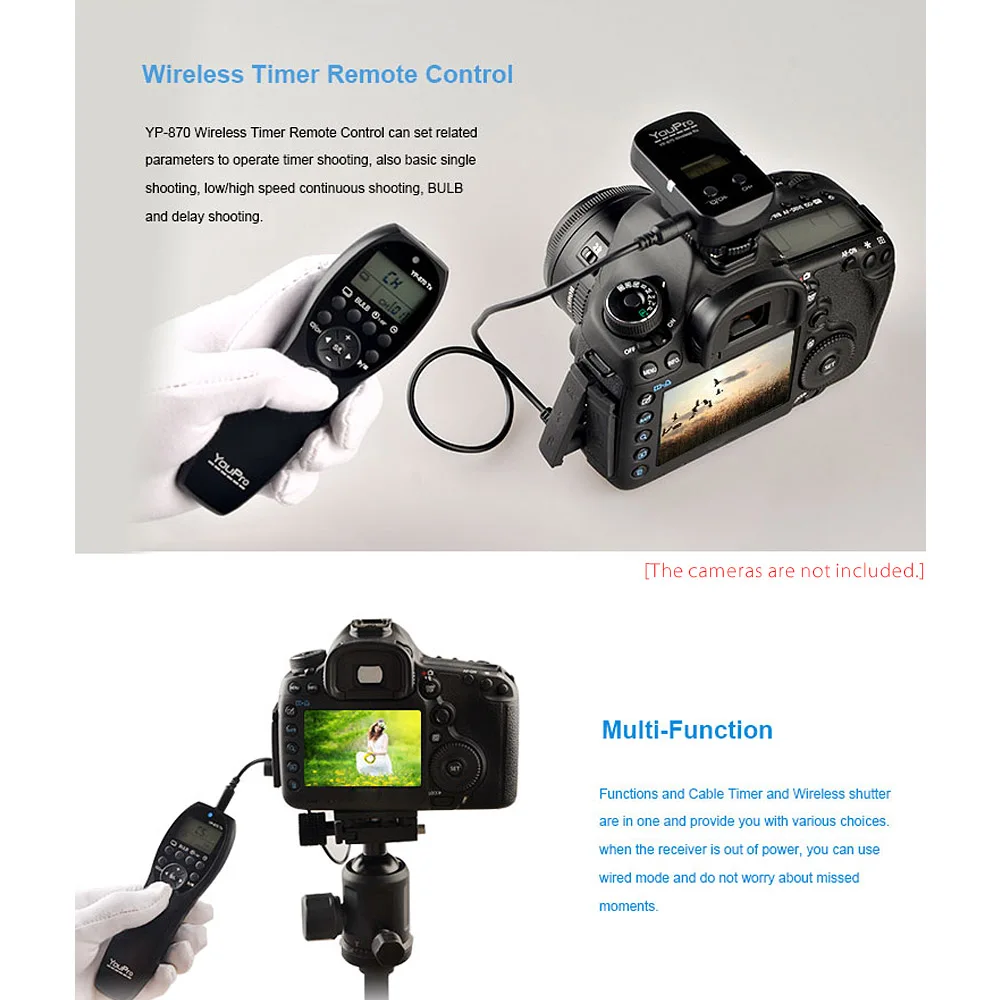 Горячая YouPro 870 II N3 беспроводной пульт дистанционного спуска затвора для Canon 7D 7DII 6D