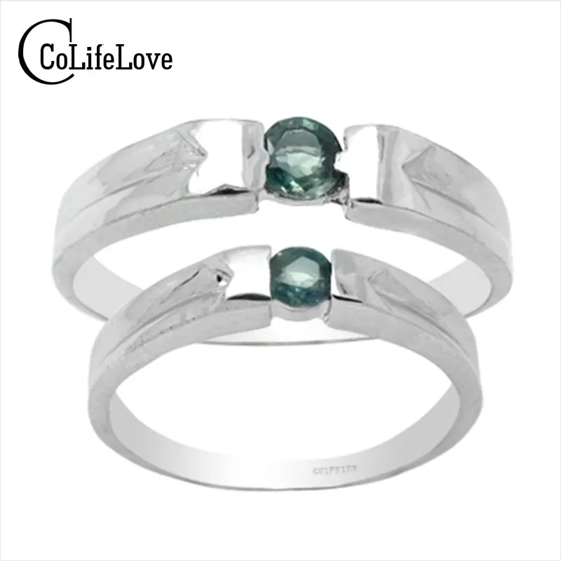 

Обручальное и свадебное кольцо, пара колец для возлюбленной из серебра 925 пробы, натуральное синее сапфировое кольцо из драгоценных камней, ...