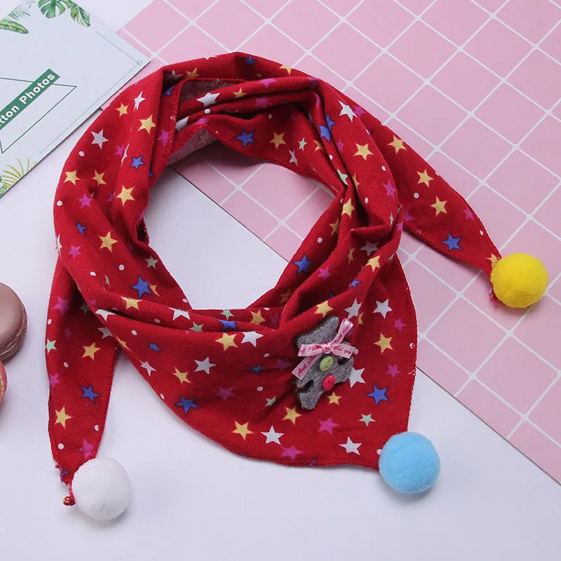Little Star Red Зима Осень Малыш Хлопчатобумажный Шарф Девочка Шарфы Треугольник Мультфильм Симпатичные Печати Нагрудник Мальчик Шаль Воротник Шейный Платок - Цвет: Little Star Red