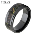 TIGRADE Luxruy 8 мм черное керамическое кольцо для мужчин винтажные зеленые ветки камуфляж инкрустация обручальное кольцо Обручальные кольца мужские модные украшения