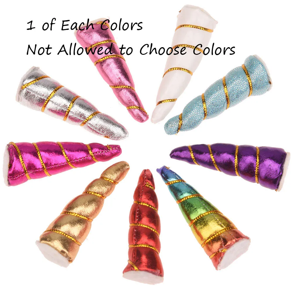 Multicolor 9 шт. милые аксессуары для волос с рогом единорога 5,5 см-6 см мини-рога модный аксессуар без шпильки для волос повязка на голову - Цвет: Multicolor