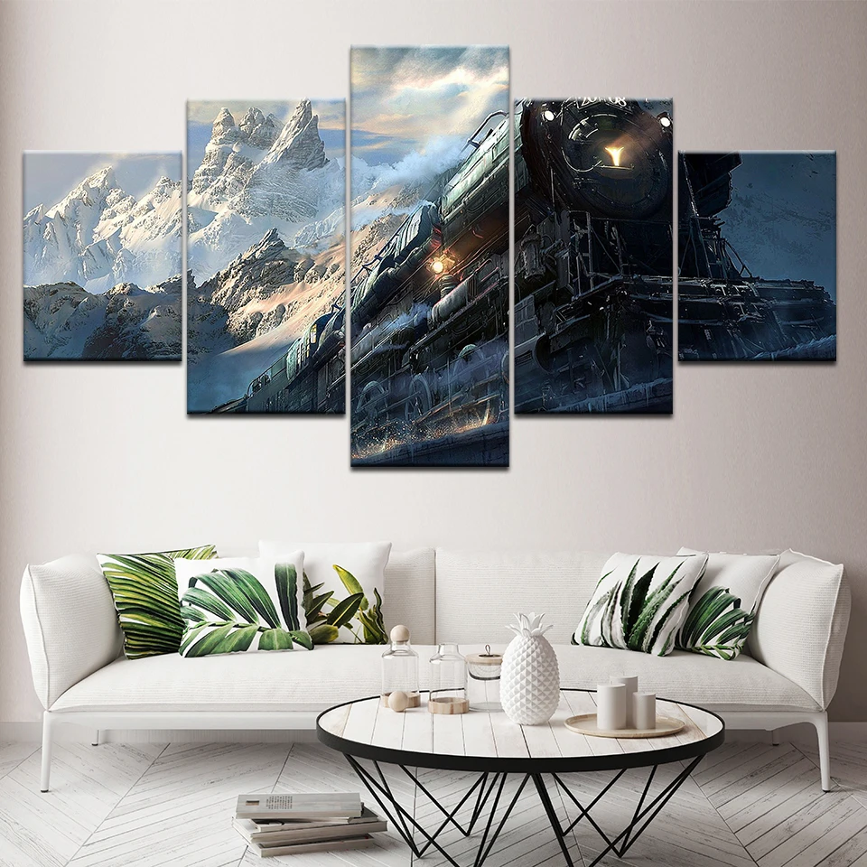 Картина на холсте красивый поезд с креплением Fuji 5 шт. Настенная картина