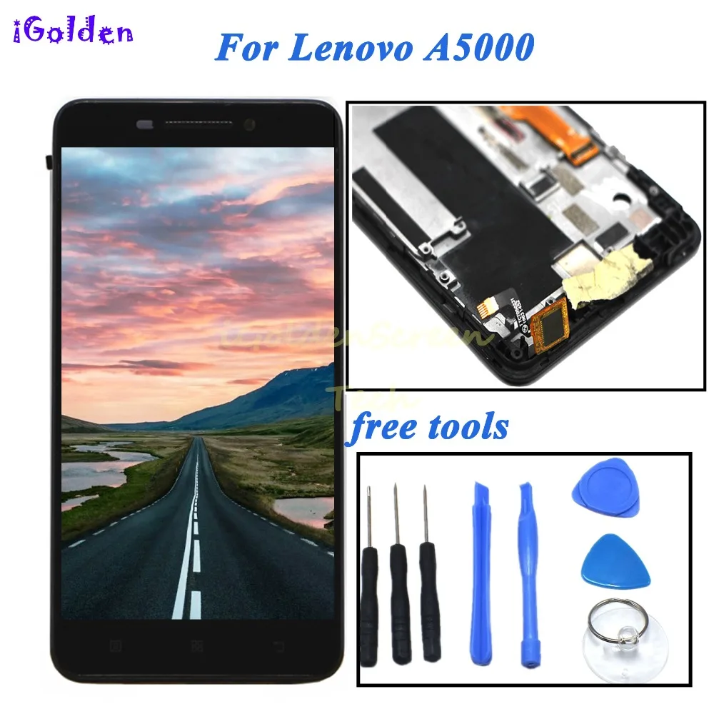 ЖК-дисплей 5 0 дюйма для LENOVO A5000 сенсорный экран с рамкой сменный Lenovo A 5000 черный
