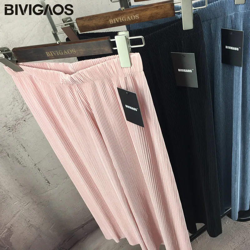 BIVIGAOS Мода и досуг летние плиссированные шифоновые широкие брюки женские