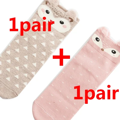 2 pair stlye 17 Милые женские носки с рисунками из мультфильмов; высококачественные хлопковые носки с рисунками животных; сезон осень-зима; теплые носки для женщин и девочек; Художественные носки; Calcetines Mujer - Цвет: 2 pair stlye 17