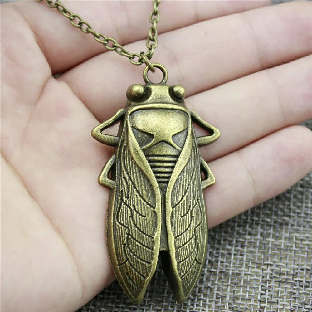 Кулон Cicada 62x33 мм 2 цвета s античная бронза посеребренное ожерелье для женщин
