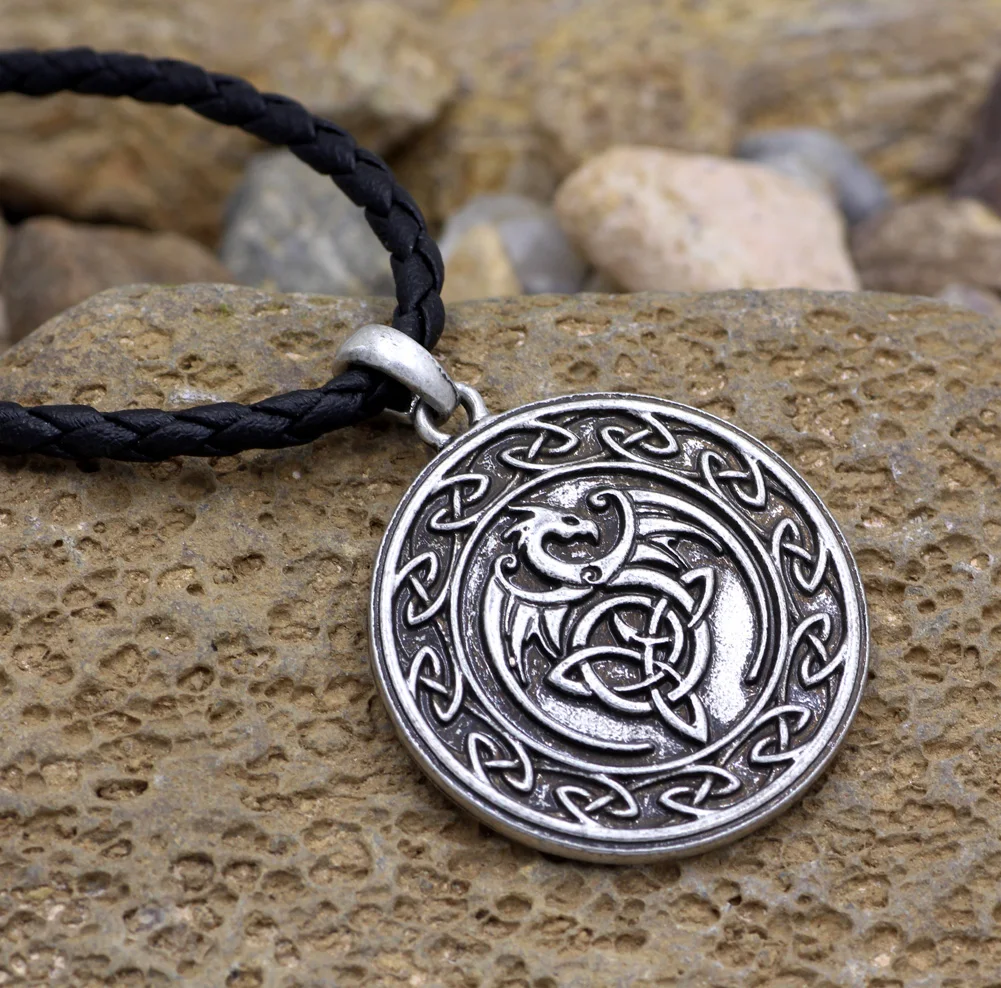 Мужская большая цепь двусторонняя с викингом треугольным узлом|dragon pendant necklace|pendant