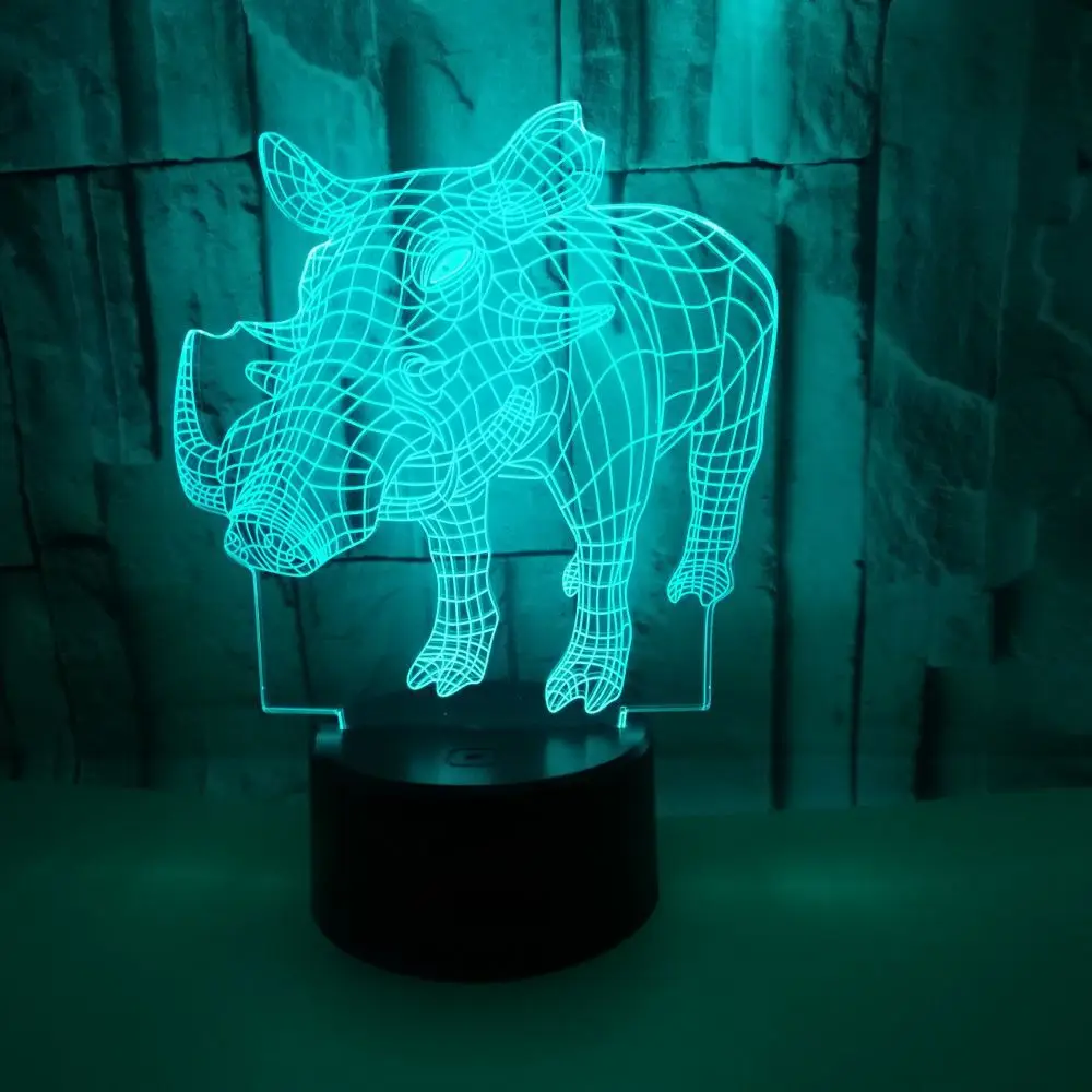 Дикая кабана 3d лампа красочное Сенсорное дистанционное управление Led визуальная