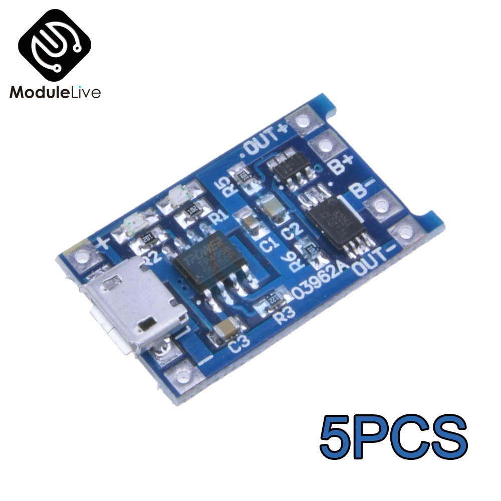 5 шт. зарядная плата с двумя функциями Micro USB В 1A 18650 TP4056|Соединители| |