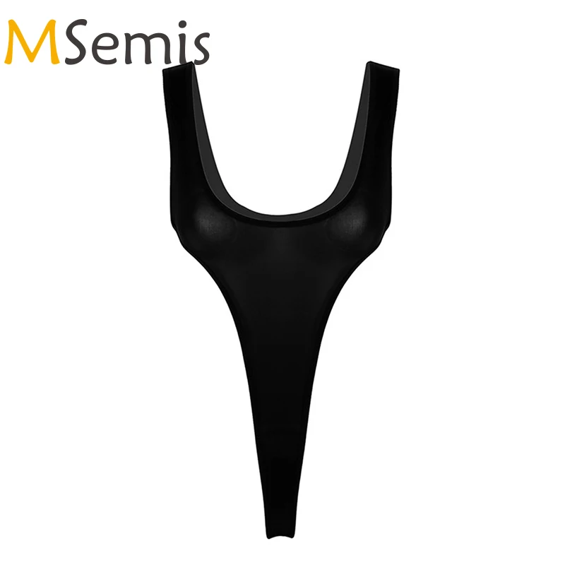 Женское боди с чулками женщин Swimmsuit High Cut со стрингами Прозрачное нижнее белье