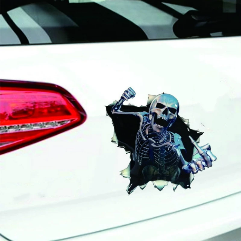 Автомобильные наклейки Volkrays аксессуары Ужасный Череп Светоотражающая наклейка
