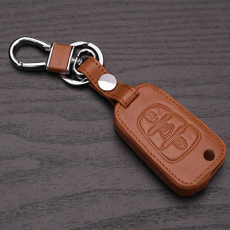 

Leather Car Key Fob Cover Case For Hyundai I20 I30 I35 Ix20 Ix35 Solaris Verna Key Rings For Hyundai Key Chain Car