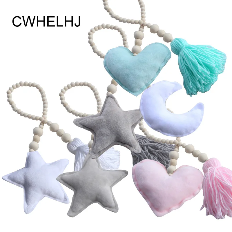 Скандинавский плюшевый подвесной кулон с Луной и сердцем звездой деревянный