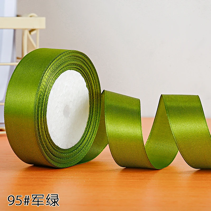 Amry Green Шелковые атласные ленты 6 мм, 10 мм, 15 мм, 20 мм, 25 мм, 38 мм, 50 мм, ленты на свадьбу, Рождество, день рождения, подарок, упаковка, белые, синие, фиолетовые ленты - Цвет: Amry Green