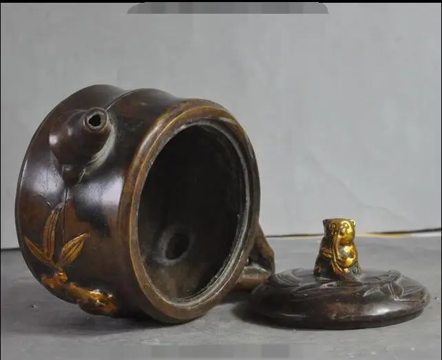 Отмеченная старинная китайская бронза позолоченная панда бамбуковый