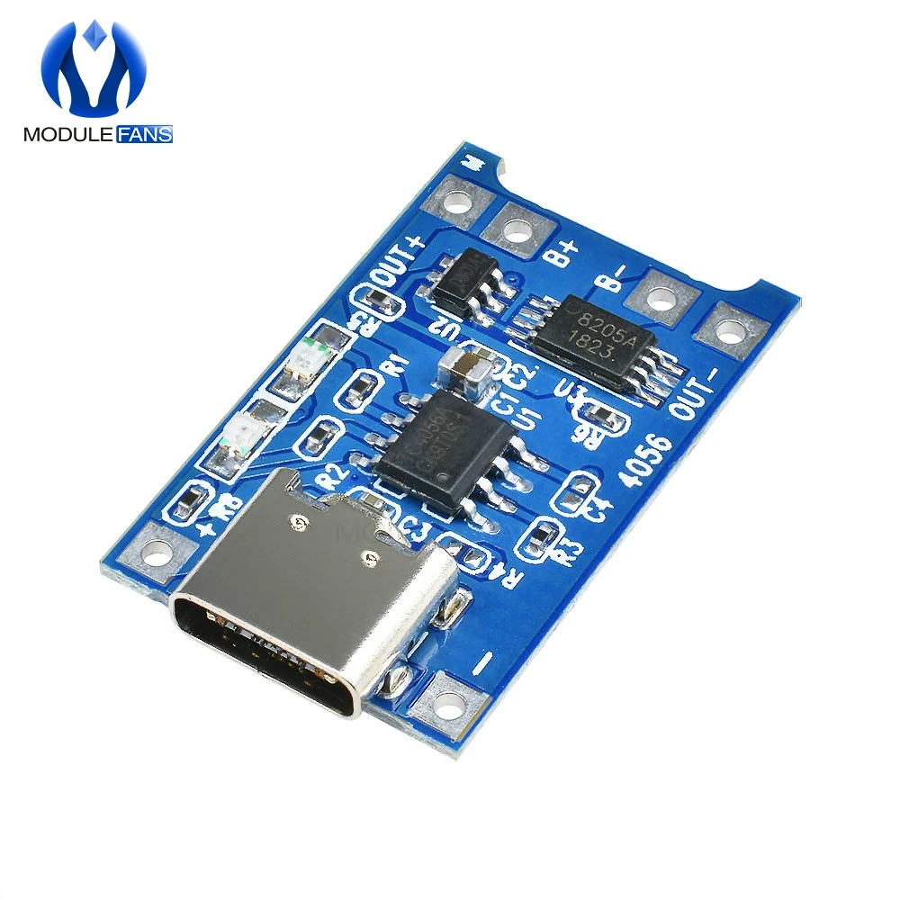 5PCS TP4056 Type-c USB 5V 1A 18650 Lithium Battery Charger Li-ion Module Charge Board With Protection Dual Functions