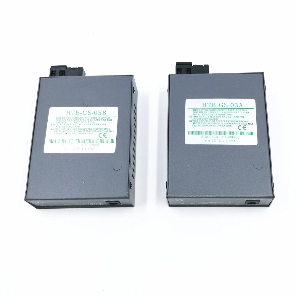 1 пара HTB-GS-03 A/B гигабитный волоконно-оптический медиаконвертер 1000 Мбит/с одномодовый одиночный оптоволоконный SC порт внешний источник питания