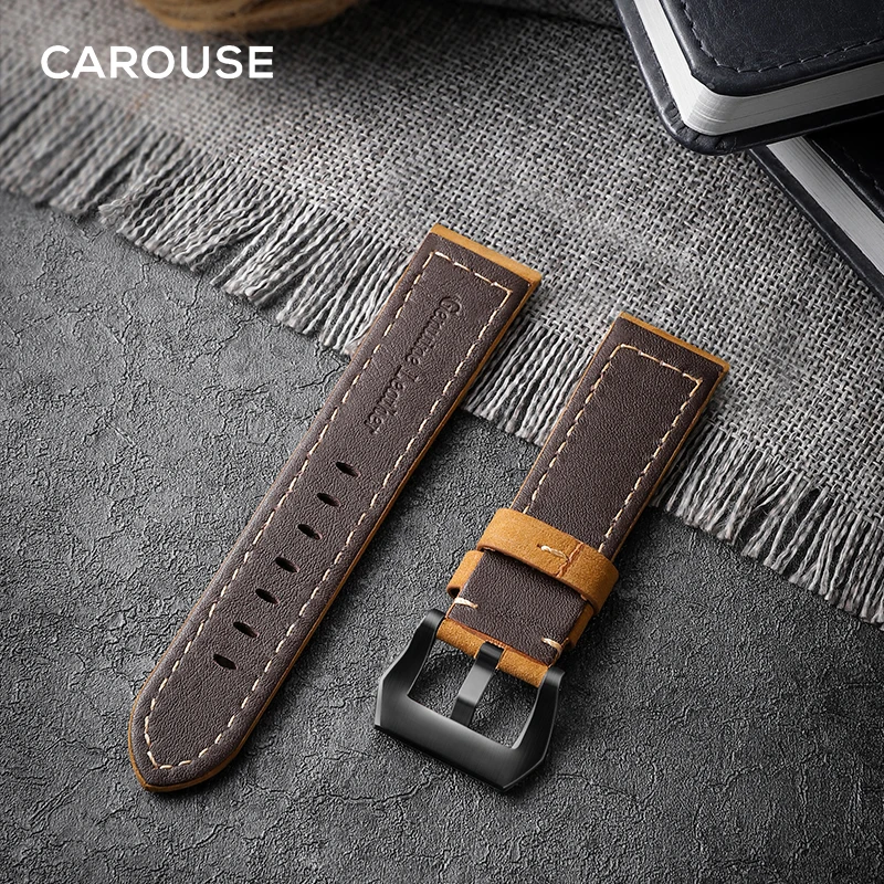 Ремешок Carouse 22 мм 20 мм ручной работы из воловьей кожи для samsung Galaxy Watch Active 42 мм 46 мм gear sport S2 S3 классический ремешок для huawei GT 2