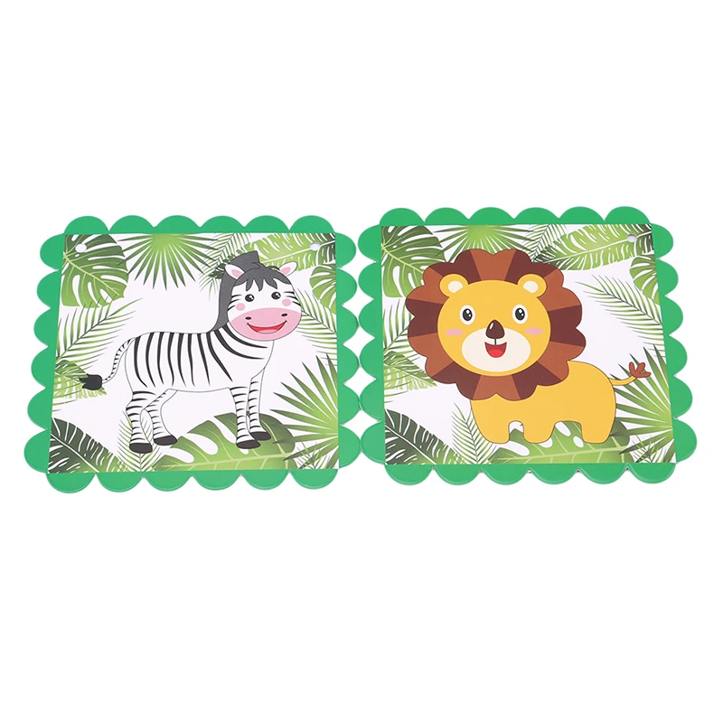 Новинка Мультяшные животные квадратные джунгли флаг на день рождения украшение