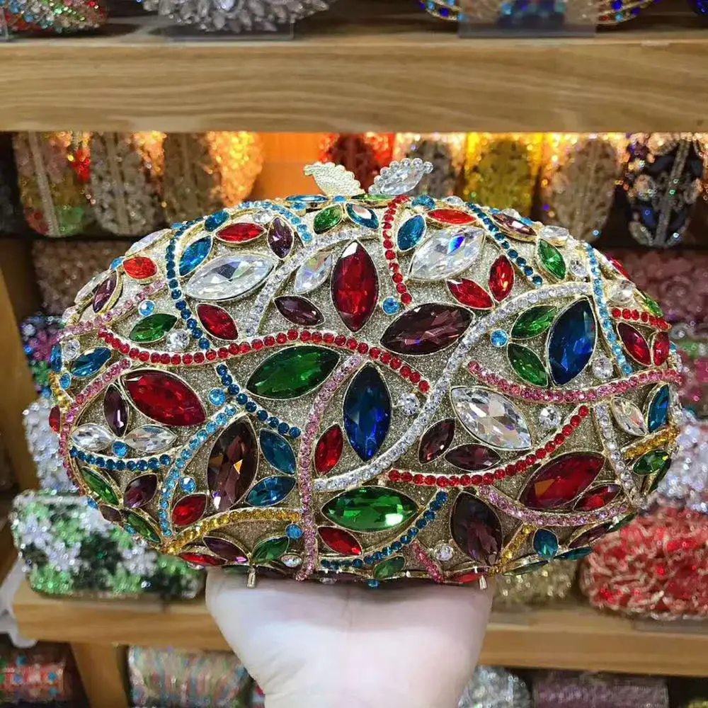 XIYUAN женские серебряные/Золотые/зеленые вечерние сумки с кристаллами клатч для