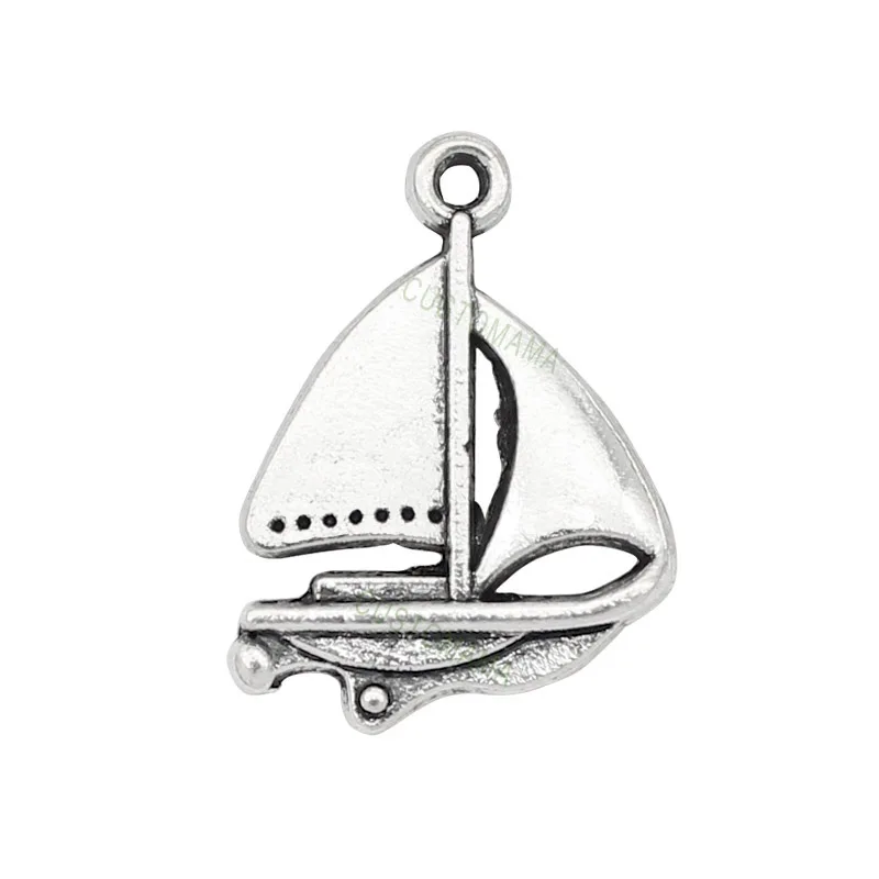 

70pcs-Antique Silver Sailboat Charms Pendant 23x17mm