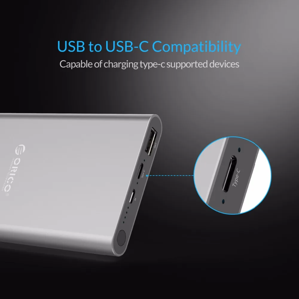 ORICO 10000 мАч Внешний аккумулятор type-C с двойным выходом, быстрое зарядное устройство для samsung Xiaomi huawei Tablet