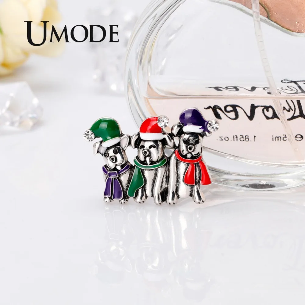 UMODE 3 Собаки семейные броши рождественские булавки для девочек милые