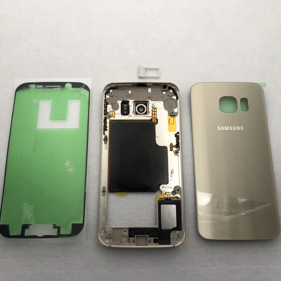 Для Samsung Galaxy S6 G920 G920F G925F G9200 задняя крышка батарейного отсека Передняя средняя рамка Edge G925 полный корпус