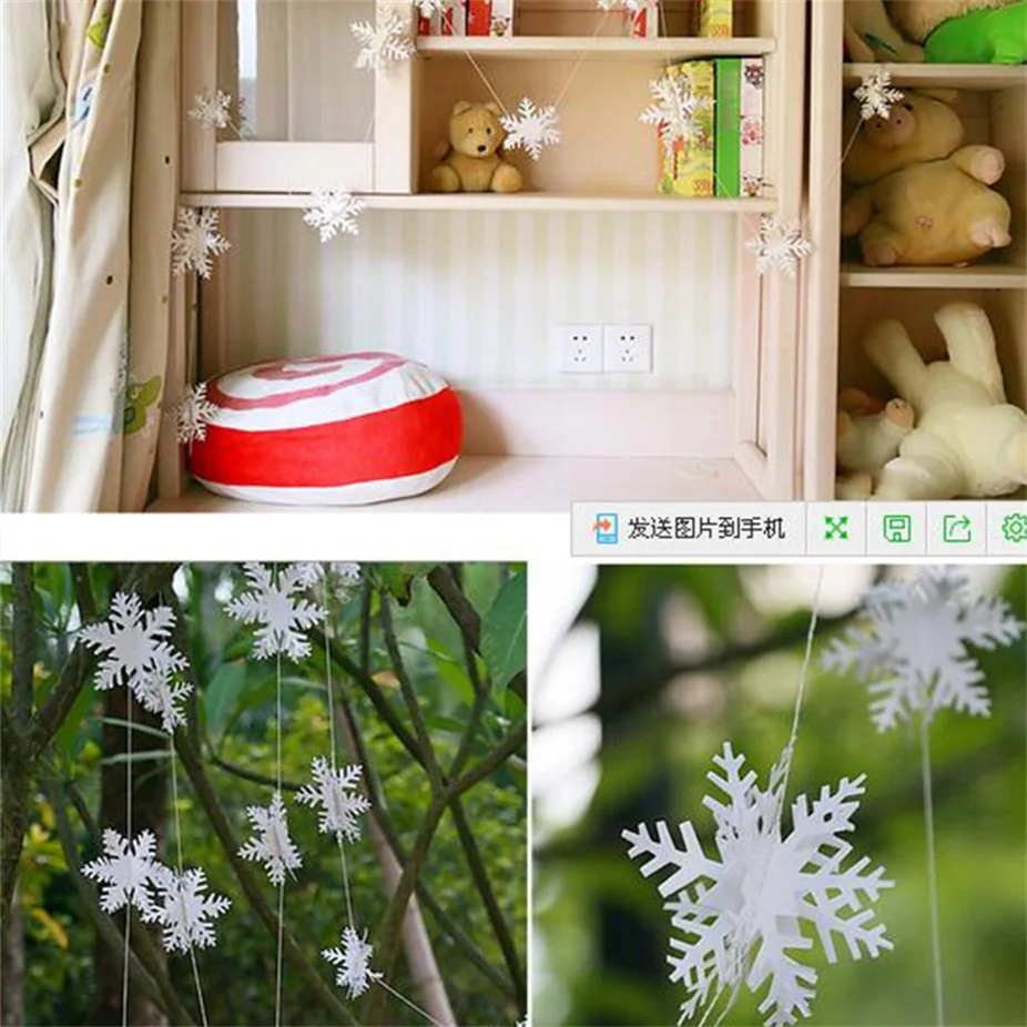 Lucia Crafts, 12 шт./лот, 3 м, белая Снежинка, Рождественская елка, украшения на окна, вечерние, Висячие снежные хлопья, сделай сам, украшение H0362