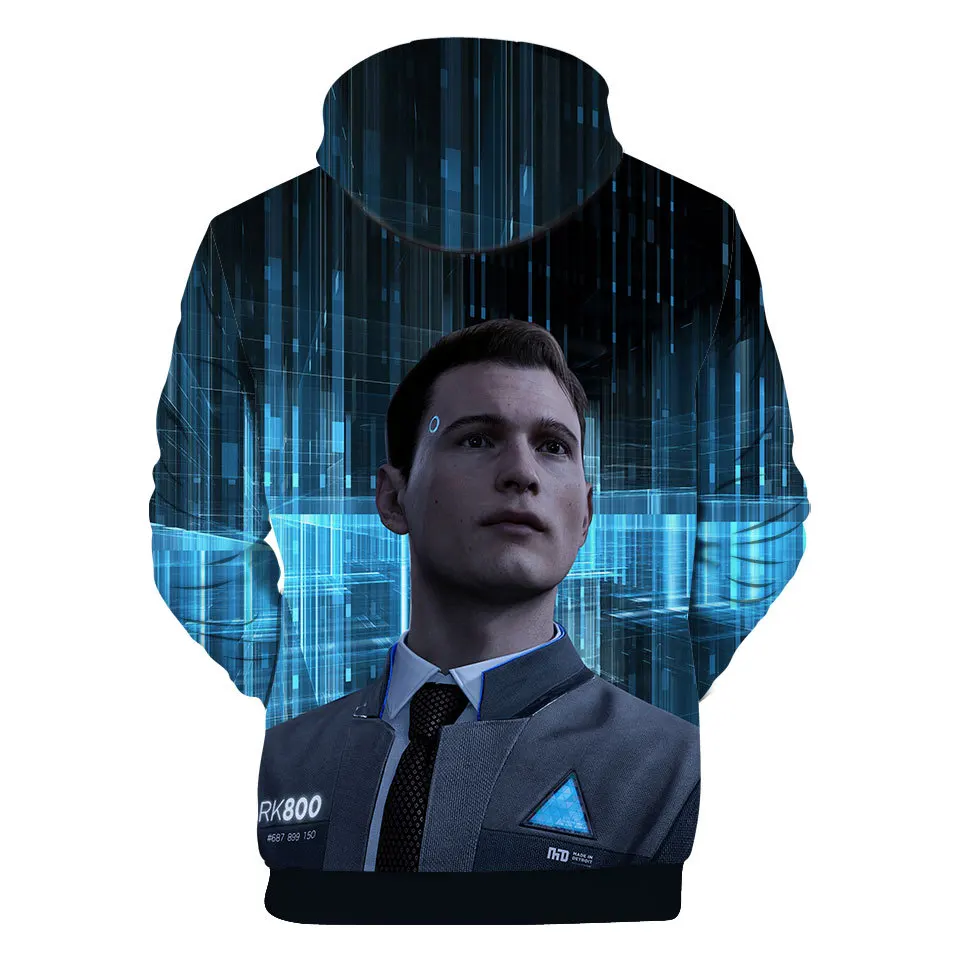 Детройт: стать человеком Коннор RK800 толстовка с капюшоном с 3D принтом с капюшоном в стиле хип-хоп пуловеры Косплей Костюм