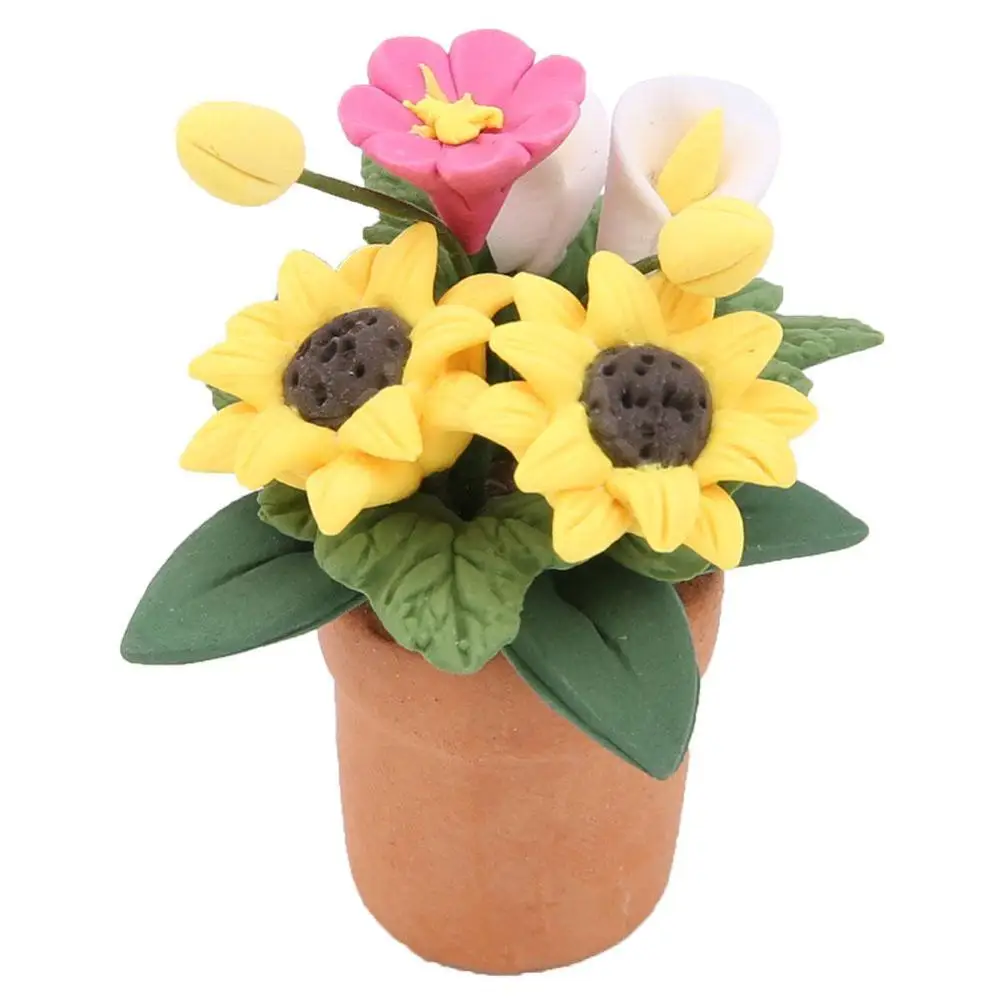 Sunflower 1:12 Кукольный домик миниатюрные цветы Сказочный Сад орнамент мини Горшечное растение цветы горшок кукольный домик Декор бонсай модель детская игрушка - Цвет: Sunflower