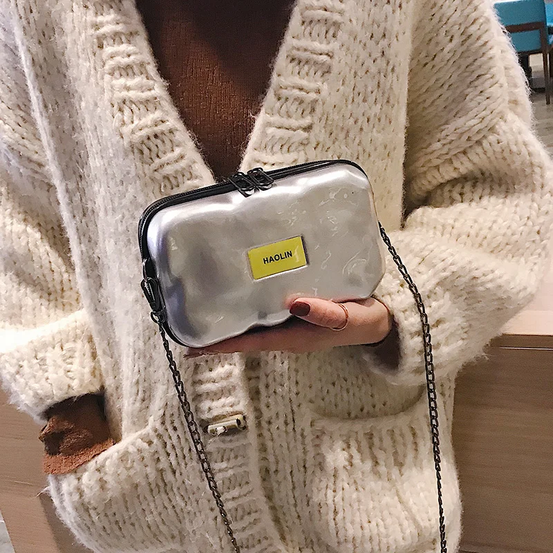 ПВХ чемодан Стиль модный дизайн Повседневное дамы цепи плеча Сумка Crossbody мини