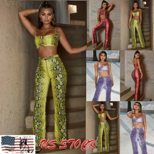 Женский комплект одежды с принтом под змеиную кожу облегающий Топ без рукавов