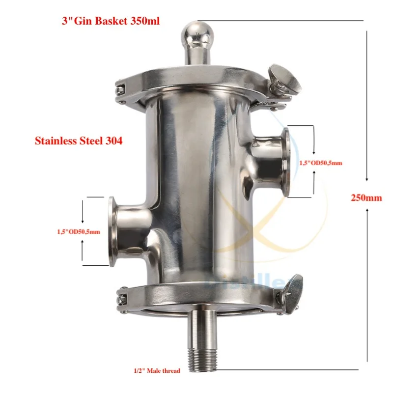 

Tri - clamp 3"(OD91mm) Gin Basket , Aroma Basket volume 350ml. Home distillation. Distillex.