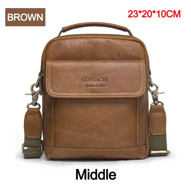 Brown Middle B Contact's маленькая дорожная кожаная сумка мужская сумка через плечо мешок сумка мужская натуральная кожа кожаные сумки мужские сумки из натуральной кожи портфель мужские трусы мужской сумочка сумочки Коричневый - Цвет: Brown Middle B
