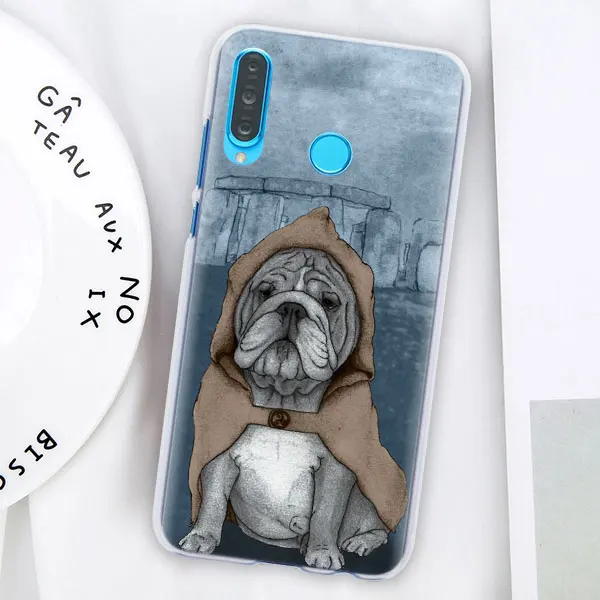 07 Французский Английский бульдог чехол для телефона для huawei P30 P30 Pro P9 P10 P20 Lite P Smart плюс вид 20 Жесткий задний Чехол бант - Цвет: 07