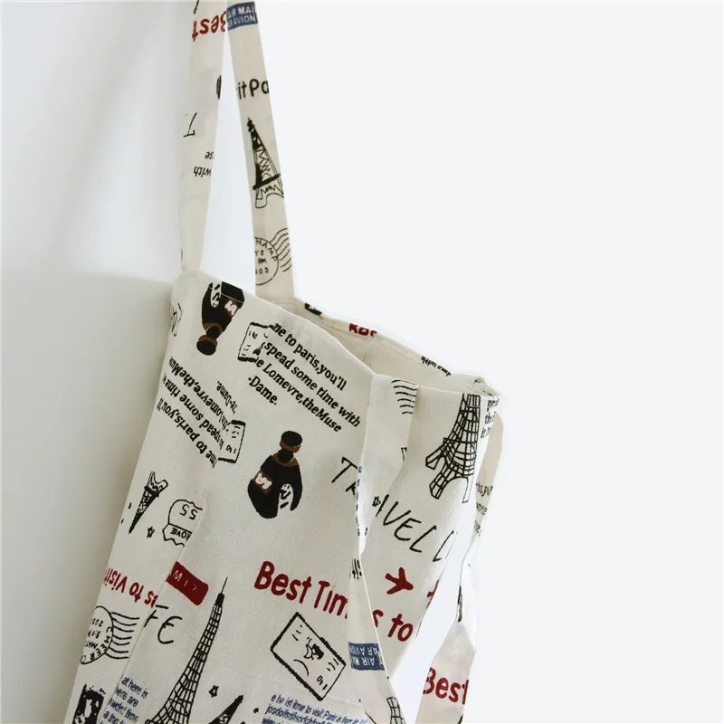 Сумка-тоут YILE из хлопка и льна многоразовая сумка через плечо с принтом Эйфелевой