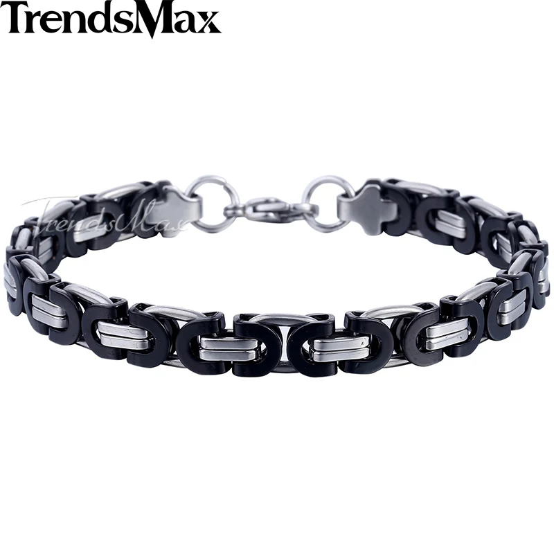 Black Silver - KB255 Мужской браслет, золото, серебро, византийская цепочка, браслеты из нержавеющей стали для Мужчин, Ювелирные изделия,, Прямая поставка, 9 мм, KBB2A - Окраска металла: Black Silver - KB255