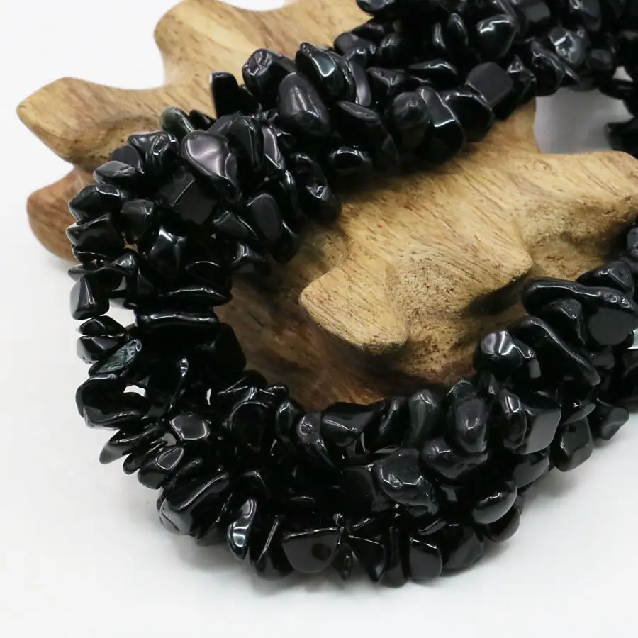 Цепочка из натурального черного оникса 3 ряда вечерние украшения для девочек