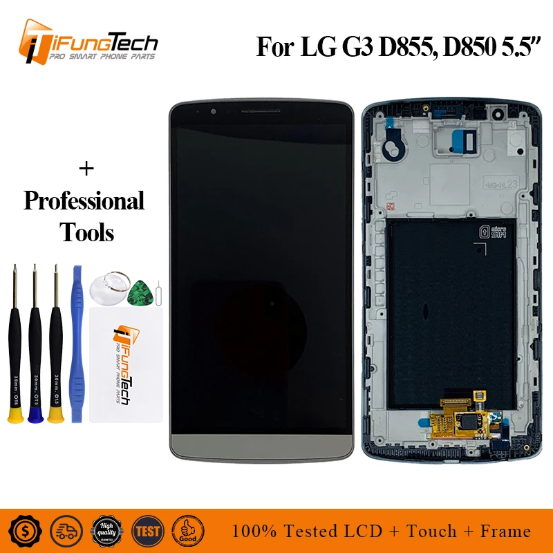 Дигитайзер сенсорного ЖК экрана с рамкой для LG G3 замена оригинального D850 D851 D855