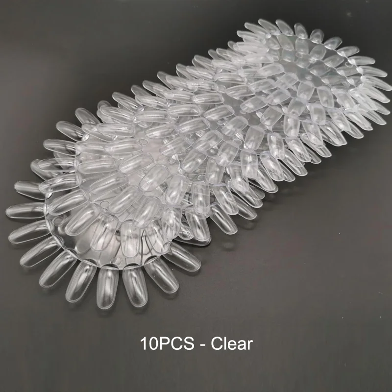 H014-Clear 10 pcs 100 шт накладные ногти дисплей веерный дизайн DIY лак УФ-гель натуральный чистый Полный палитра карт практика акриловый инструмент для маникюра - Цвет: H014-Clear 10 pcs