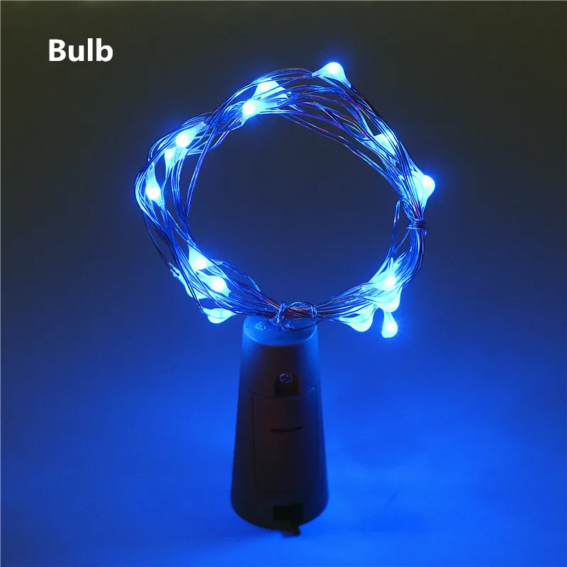 Blue 2 м светодиодный гирлянда, серебряная проволока, гирлянда, гирлянда для бутылки вина, свет на год/Рождество/День Святого Валентина, Свадебный Праздничный Декор - Испускаемый цвет: Blue