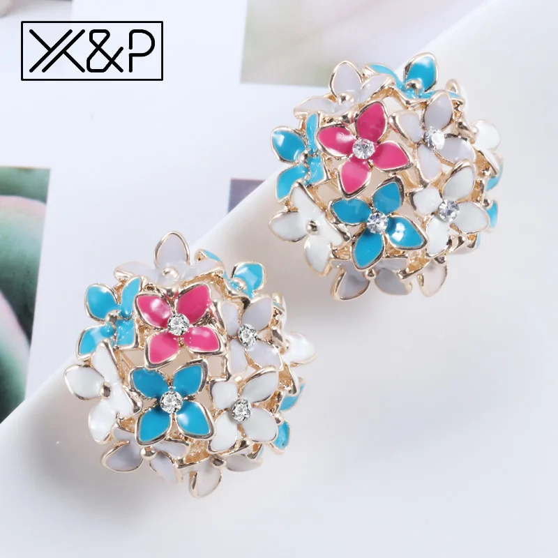 X & P корейский цветок Клевер кристалл серьги для женщин Женская мода