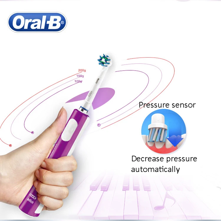 Оригинальная электрическая зубная щетка Oral B Pro600 Plus с 2 насадками для глубокого
