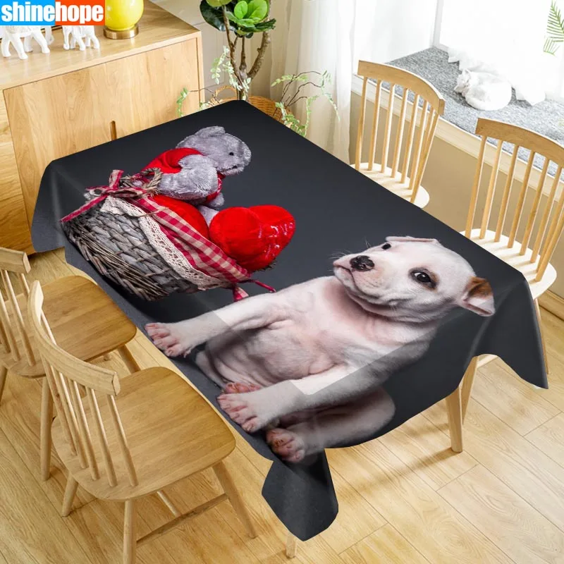 

Animal Pattern Tablecloth Dog Amstaff Table Cloth Dustproof Washable Cloth Rectangular Table Cover for Home table Decor