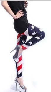 Американский Флаг Леггинсы Звезды и Полосы США Тощий Обтягивающих Брюках Footless