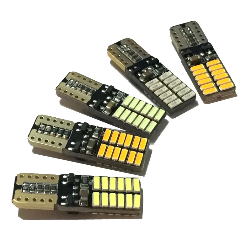 KTSCAR 10 шт. бесполярный Canbus T10 светодиодный светильник с 4014SMD 24 s 194 168 W5W белый красный