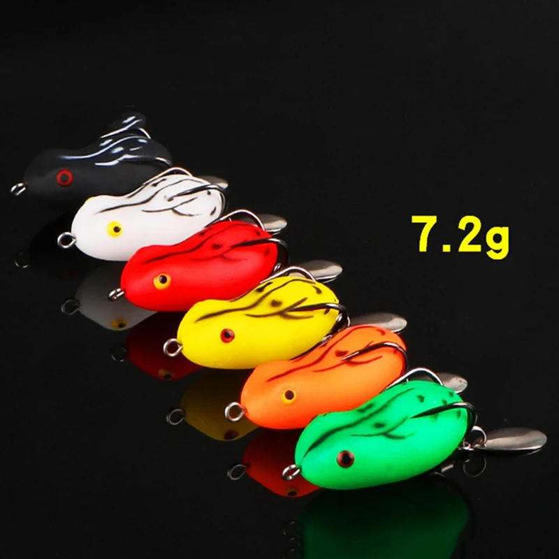 

1PC Soft Frog Fishing Lures Double Hooks 7.2g Top water Ray Frog Artificial Minnow Crank Soft Bait fishing tackle