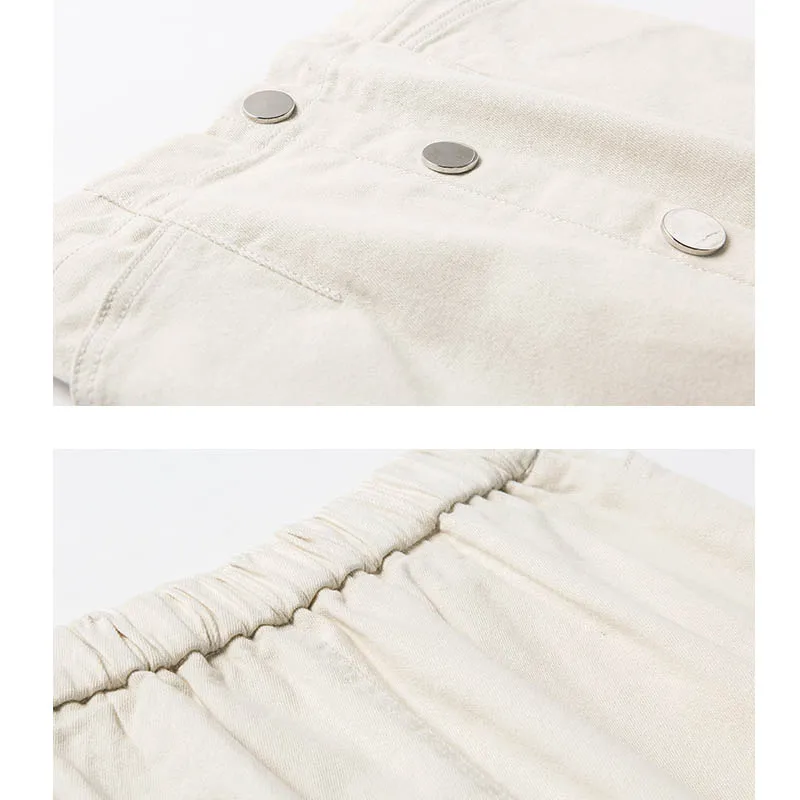NORMOV Fashion Women High Waist Single Breasted Jean Skirt Streetwear Skinny Female Pencil Skirt White Pockets Denim Skirt